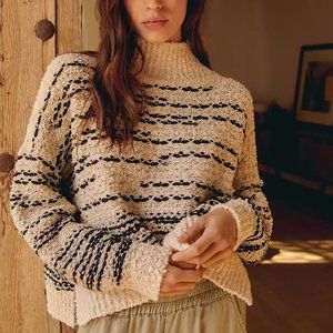 Cozy Cream and Black Striped Sweater